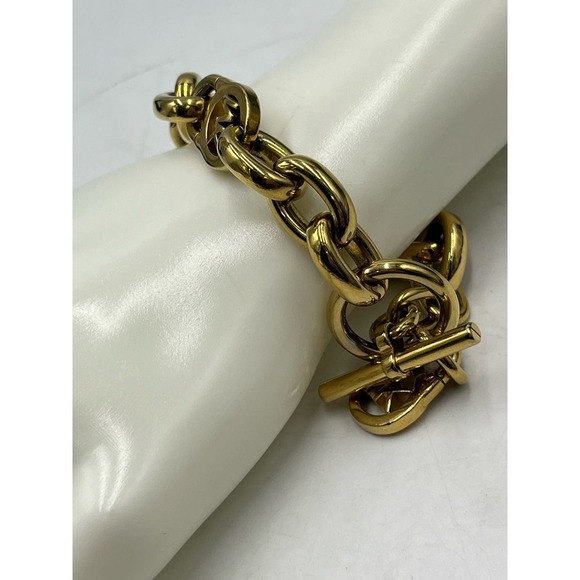 Michael Kors Gold-Tone Link Padlock Toggle Bracelet - Picture 4 of 10